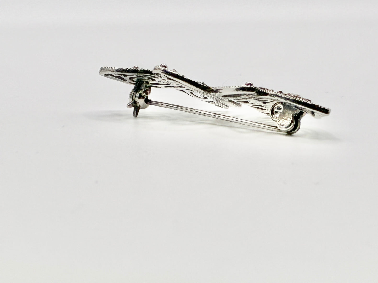 Sterling Silver Butterfly Brooch – Openwork Filigree with Marcasite Detail