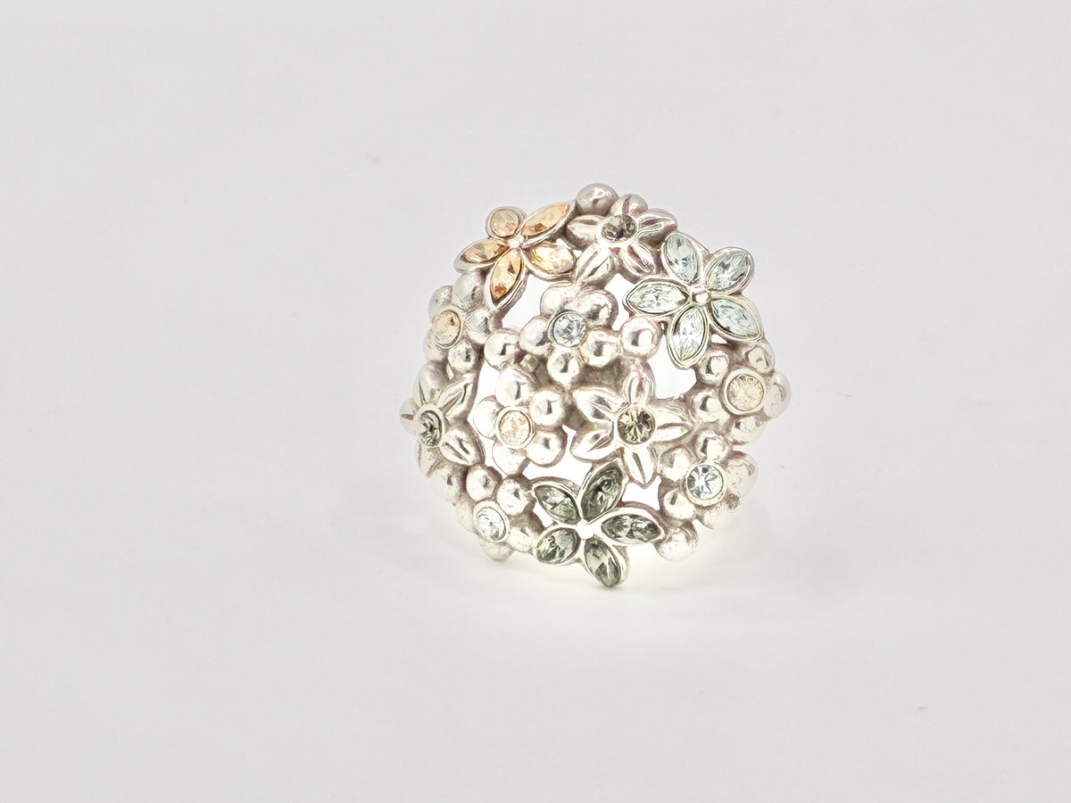 Brighton Multicolor Crystal Floral Bouquet Statement Ring - Size 8