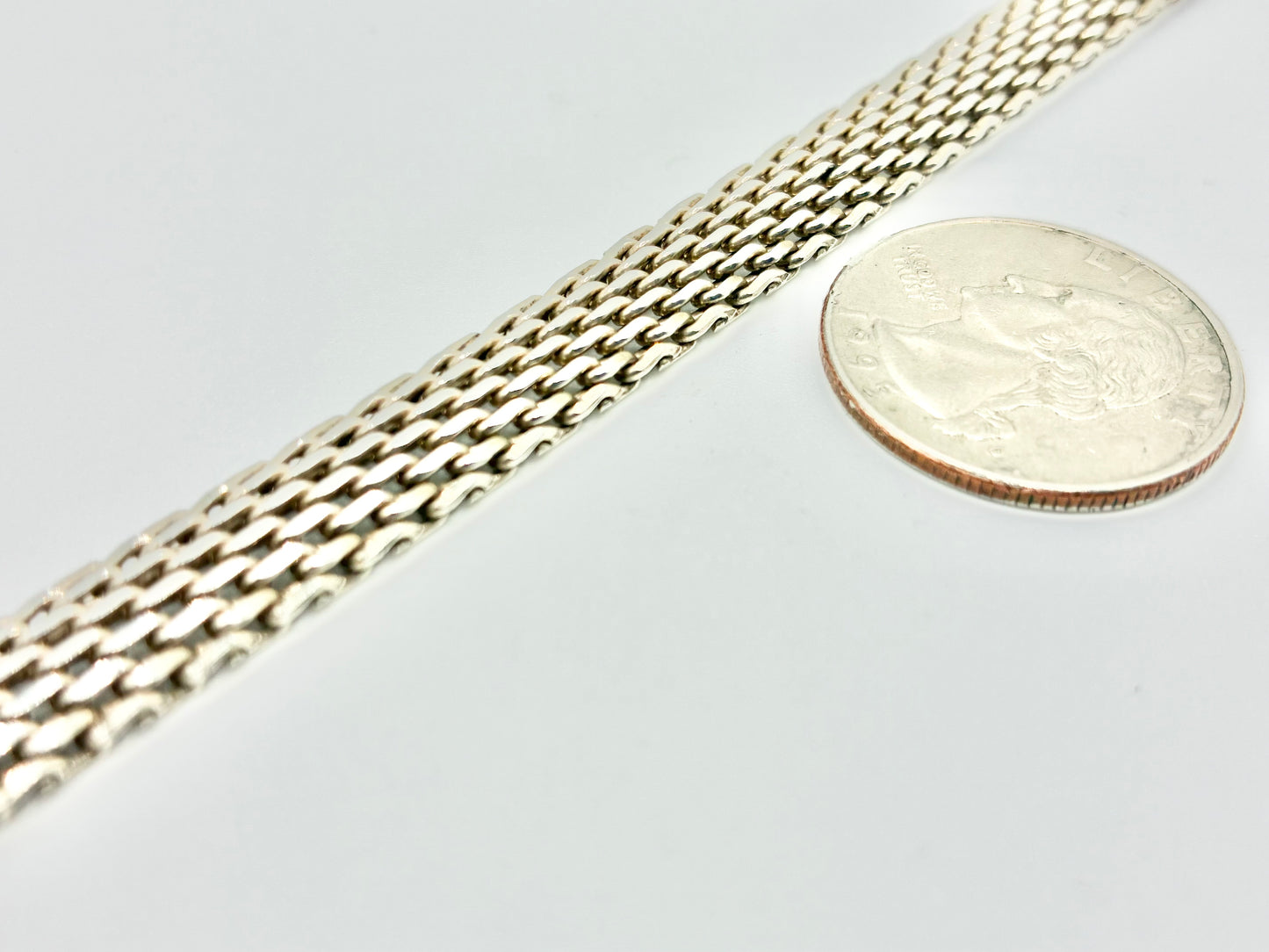 Sterling Silver Mesh Collar Necklace 15-18"