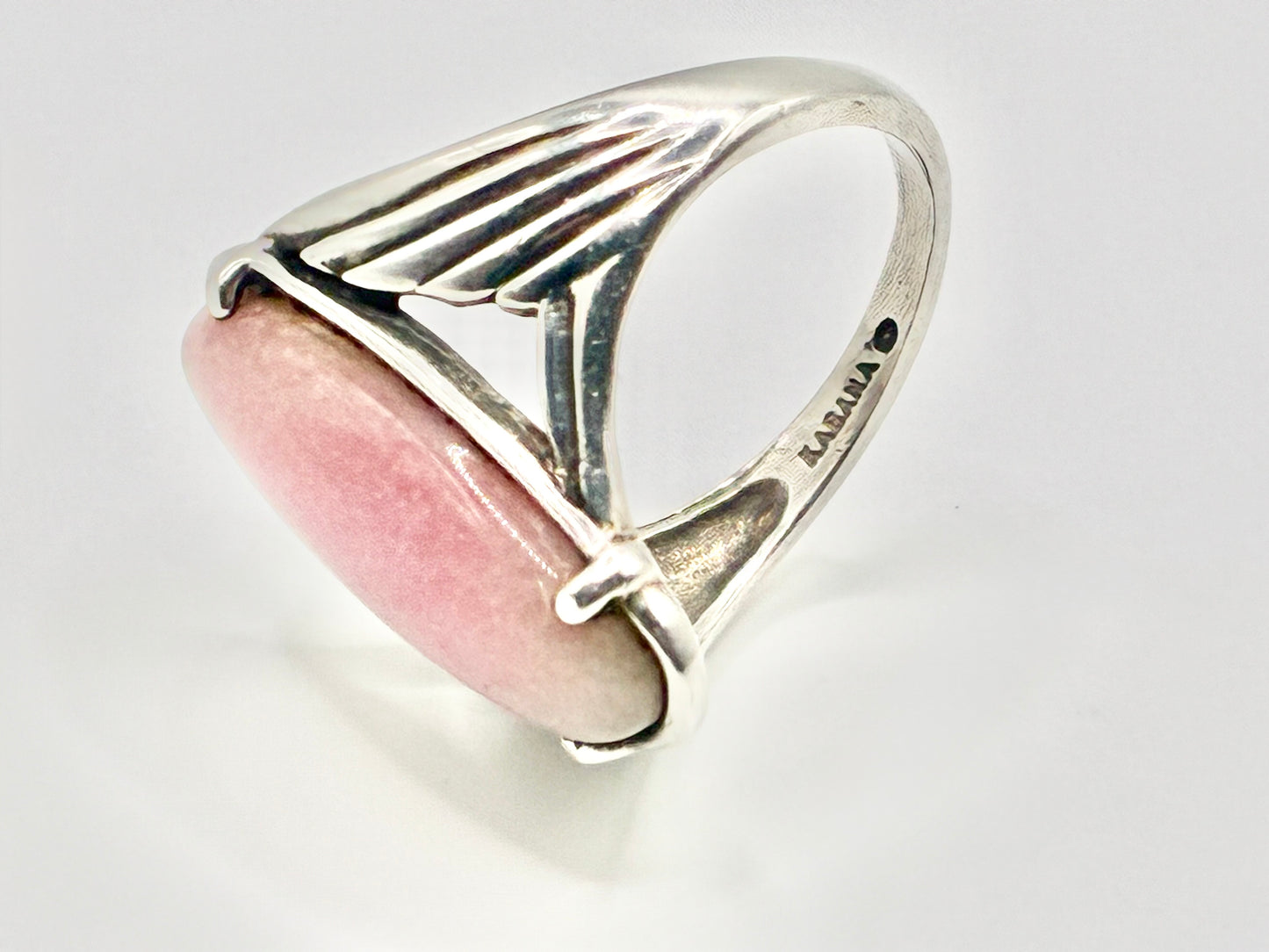 Kabana Sterling Silver Pink Rhodonite Marquise Ring – Size 6
