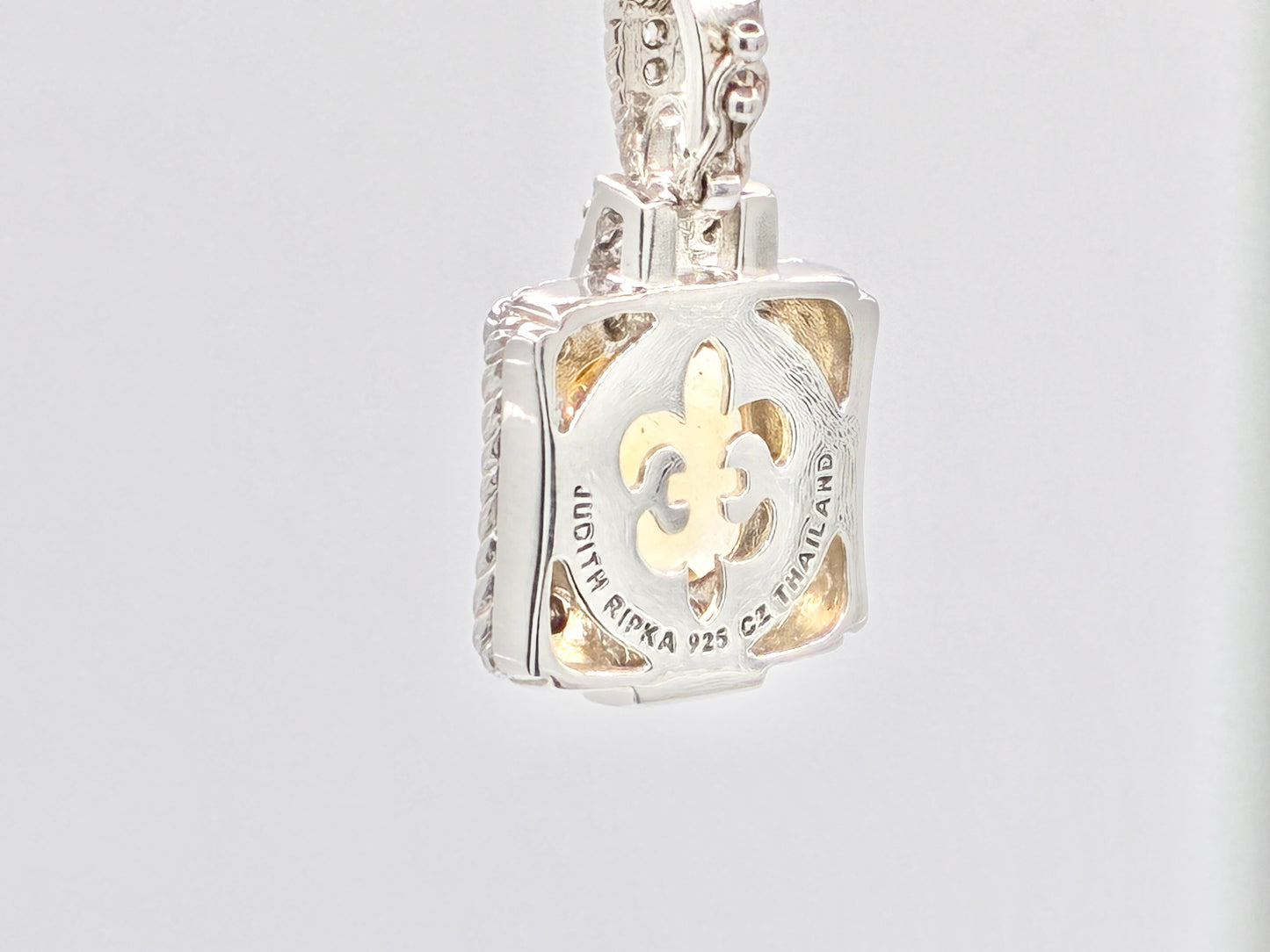 Judith Ripka Sterling Silver Citrine-Color Cushion Pendant