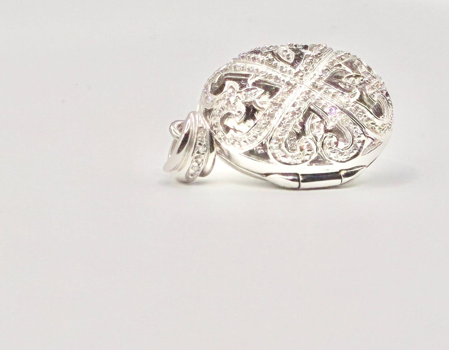 Chuck Clemency STS Sterling Filigree Diamond Locket Pendant