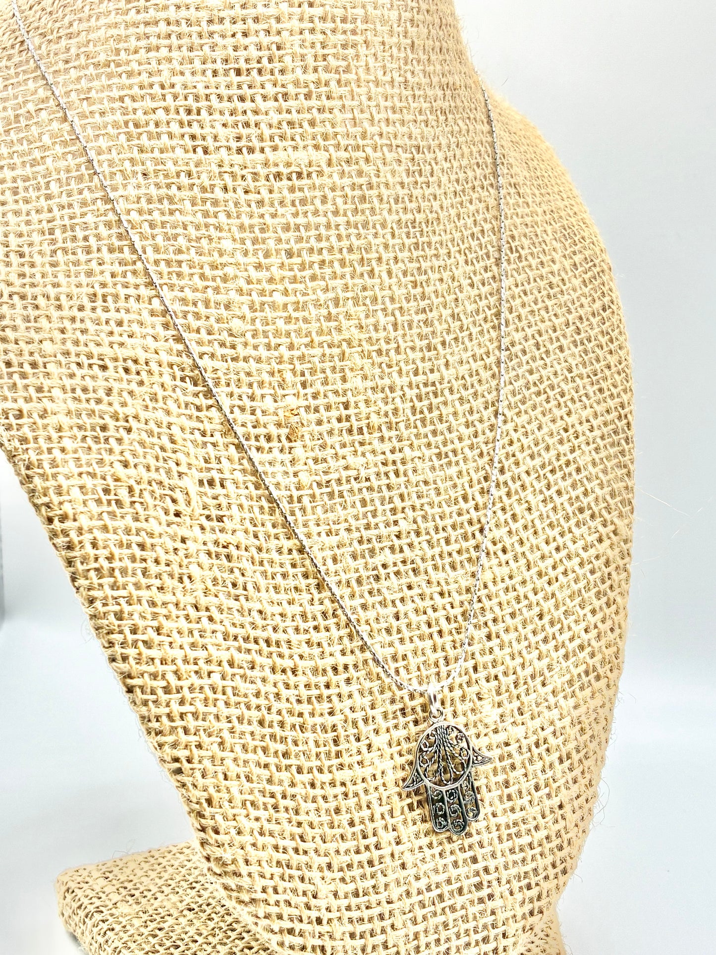 Sterling Silver Hamsa Pendant & Italian 925 18” Chain
