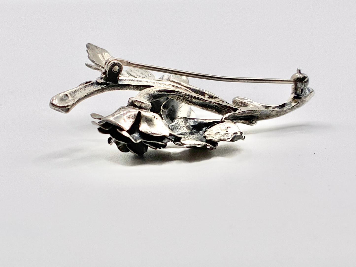 Danecraft Sterling Silver Twin Rose Brooch Large Floral Statement Pin