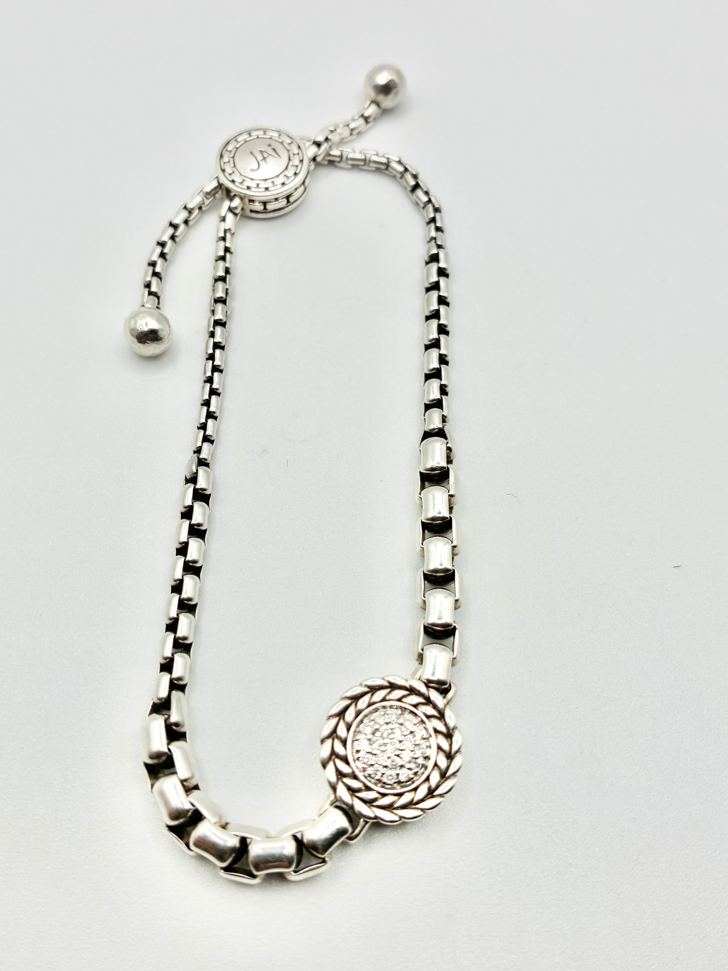 JAI Sterling Silver Adjustable Box-Chain Bracelet
