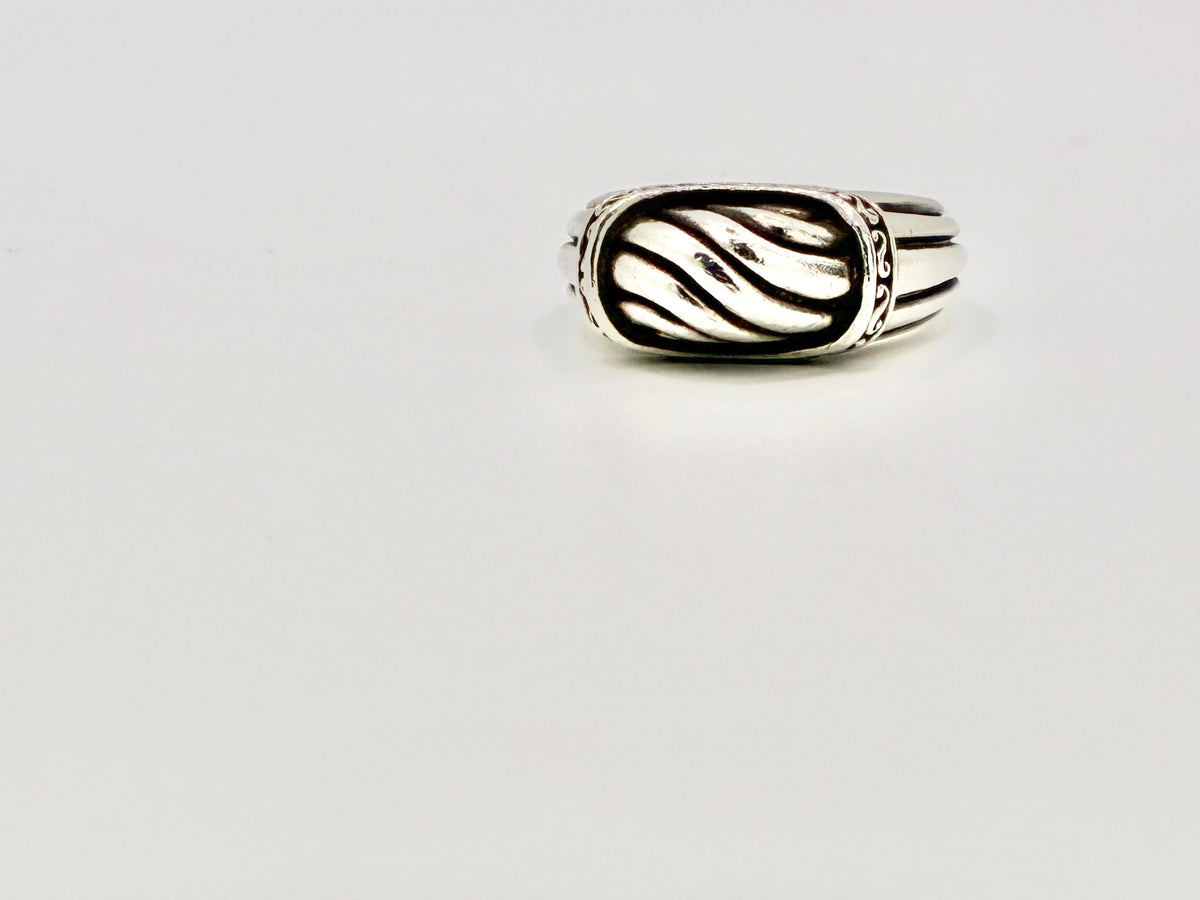 Brighton Sterling Silver Ribbed Dome Ring – Wrapped Knot & Scrollwork – Size 8