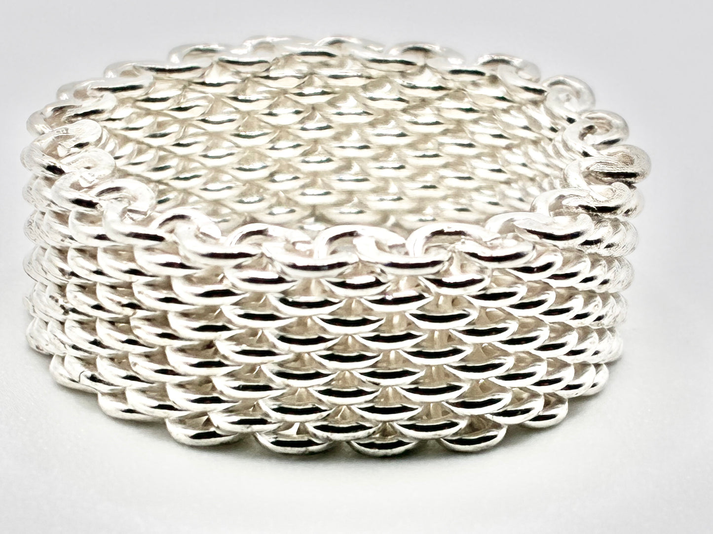 Silver Mesh Woven Ring – Size 9