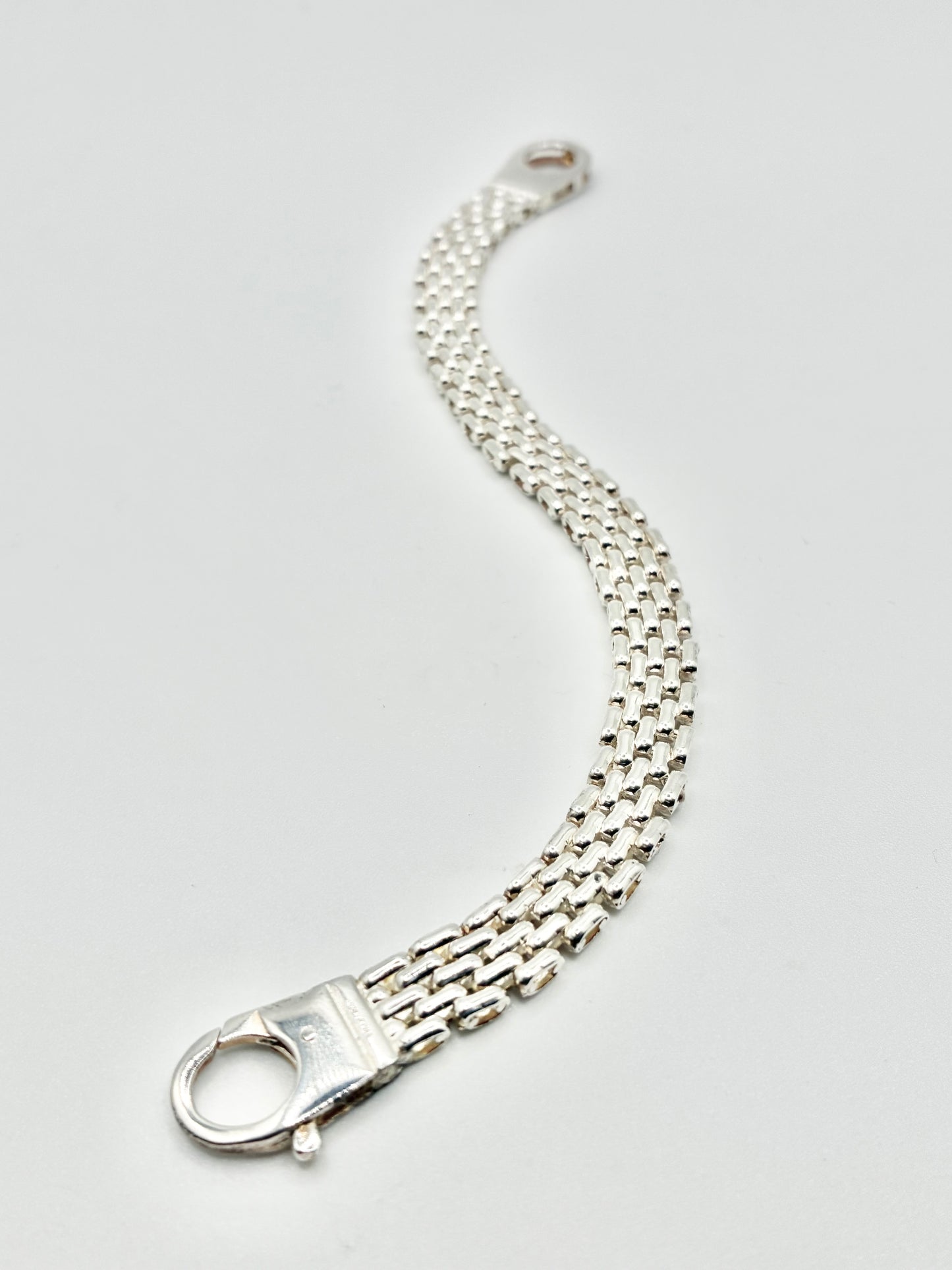 Italian Sterling Silver Triple-Row Link Bracelet – 7.25”