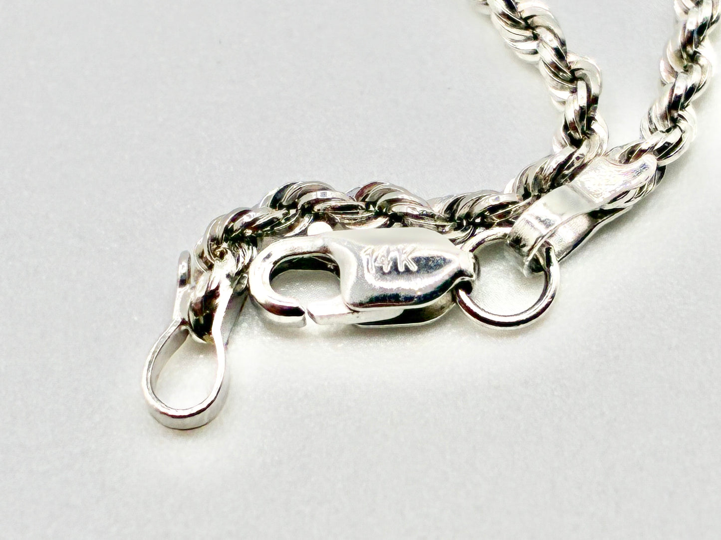 14K White Gold Rope Chain Necklace — 15"