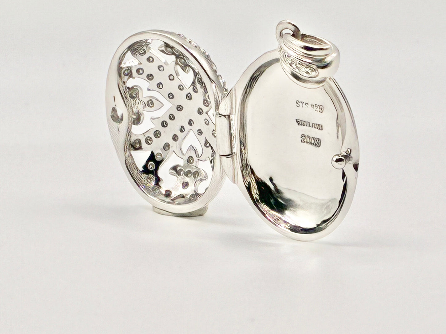 Chuck Clemency STS Sterling Filigree Diamond Locket Pendant