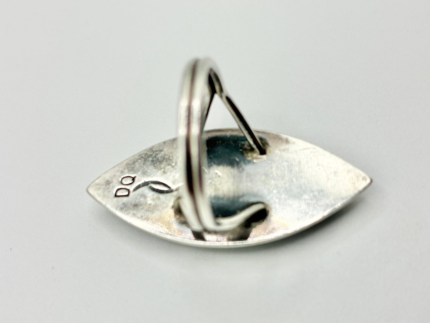 Zuni-Style “DQ” Sterling Silver Turquoise Mosaic Ring – Size 5.75