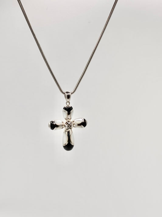 Eric Grossbardt Sterling Silver & 18K Cross Necklace