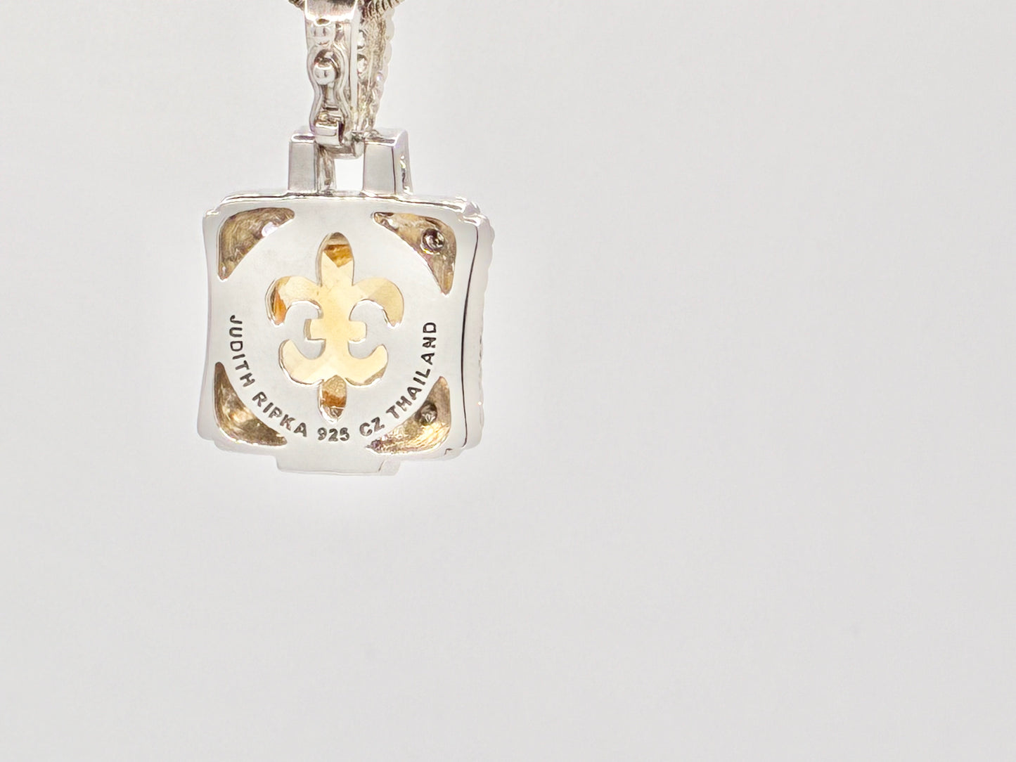 Judith Ripka Sterling Silver Citrine-Color Cushion Pendant