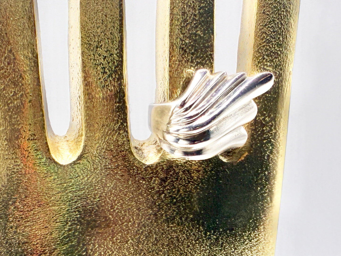 Sterling Silver Sculptural Statement Ring – Size 6.75