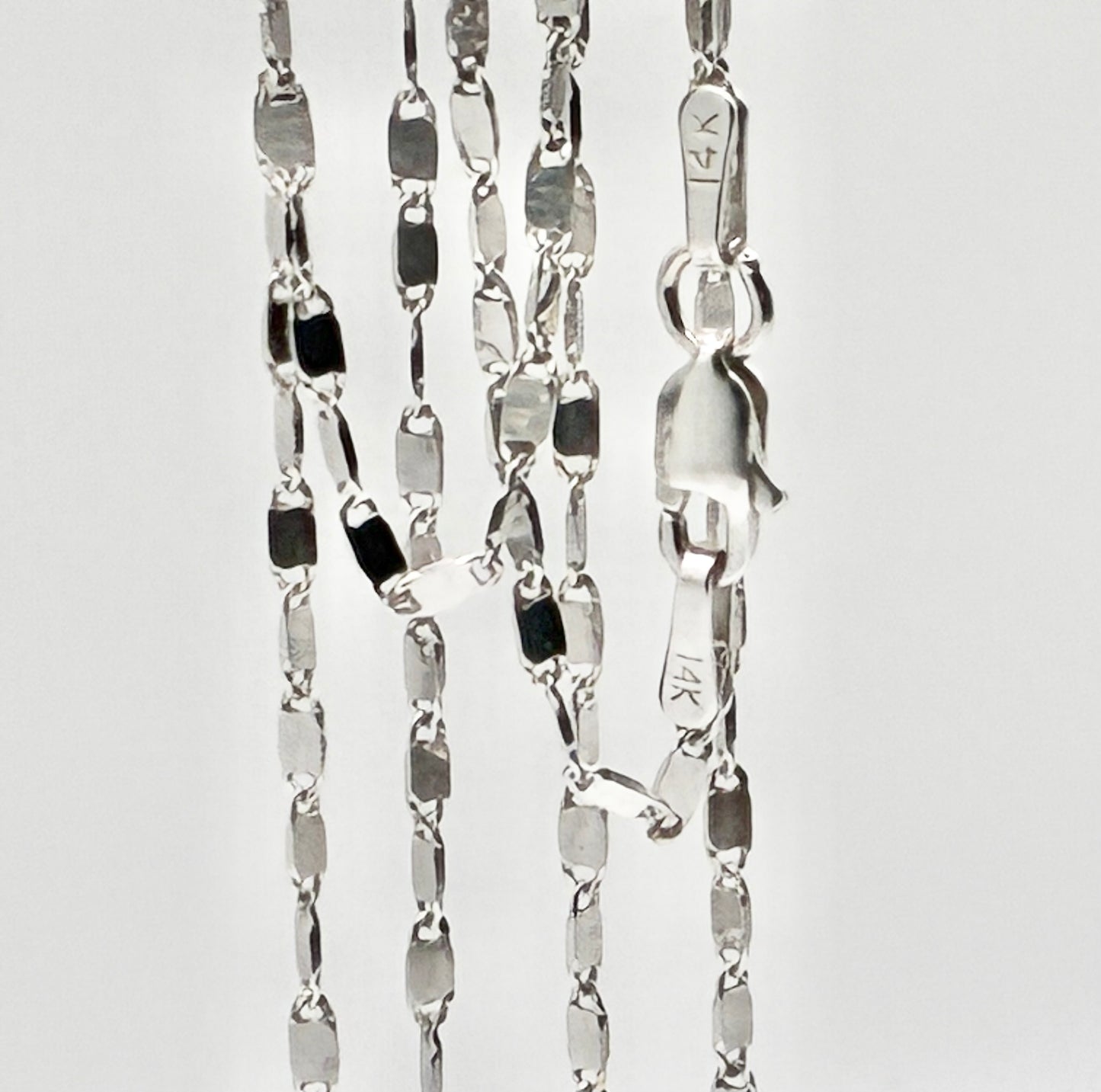 14K White Gold Faceted Link Necklace – 22.5”