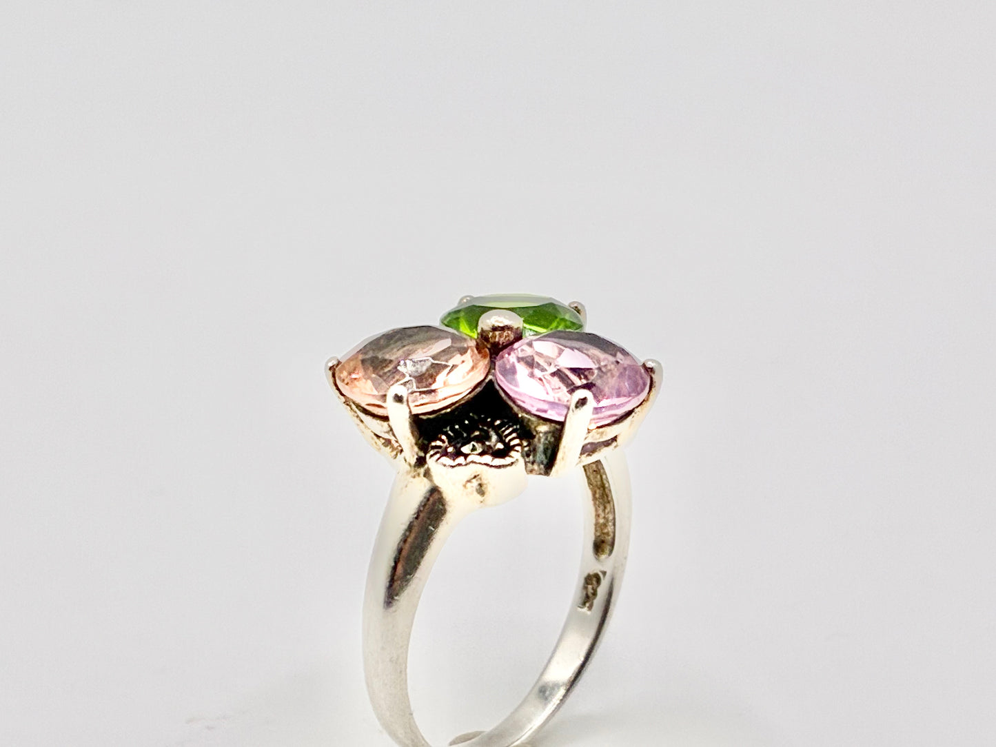 Sterling Silver 925 Multi-Stone Cluster Ring – Size 8