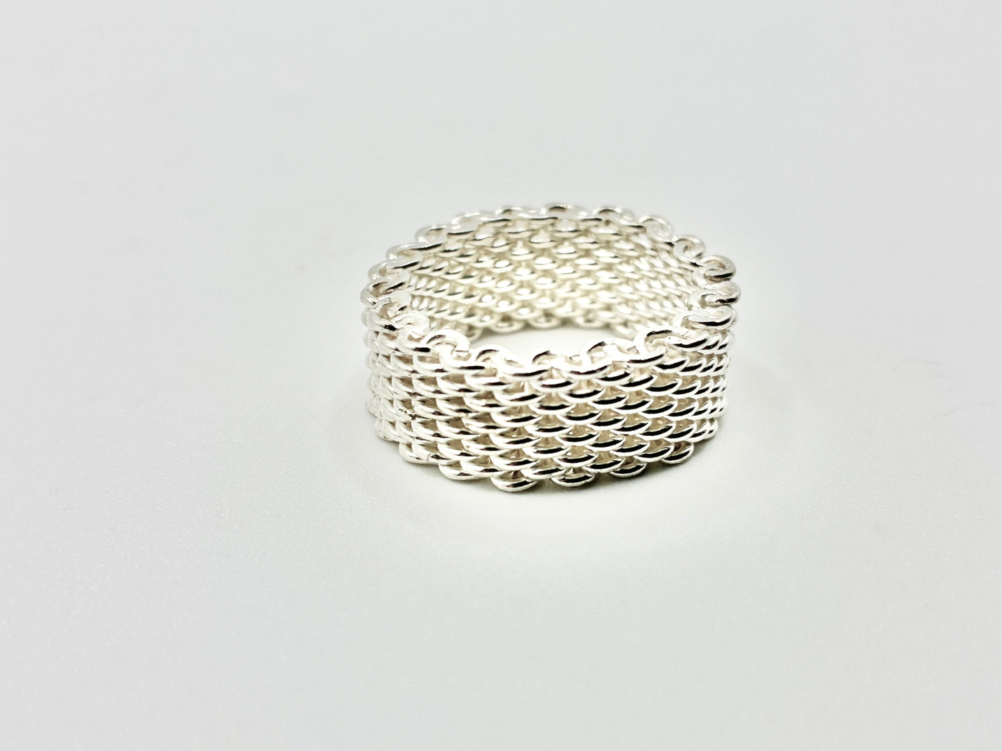 Silver Mesh Woven Ring – Size 9
