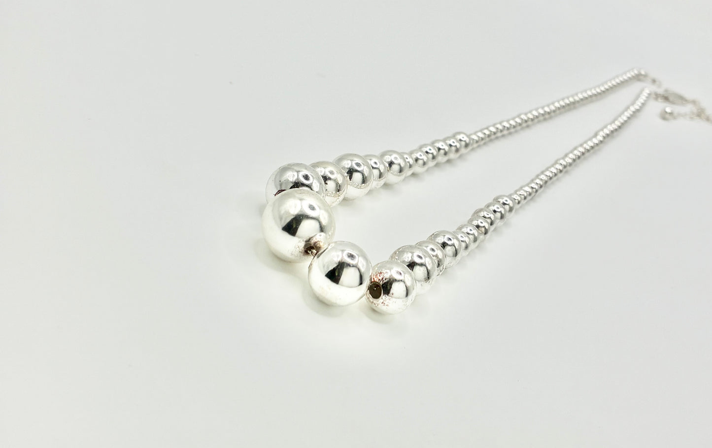 Thai 925 FAS Sterling Silver Graduated Bead Necklace – 18"