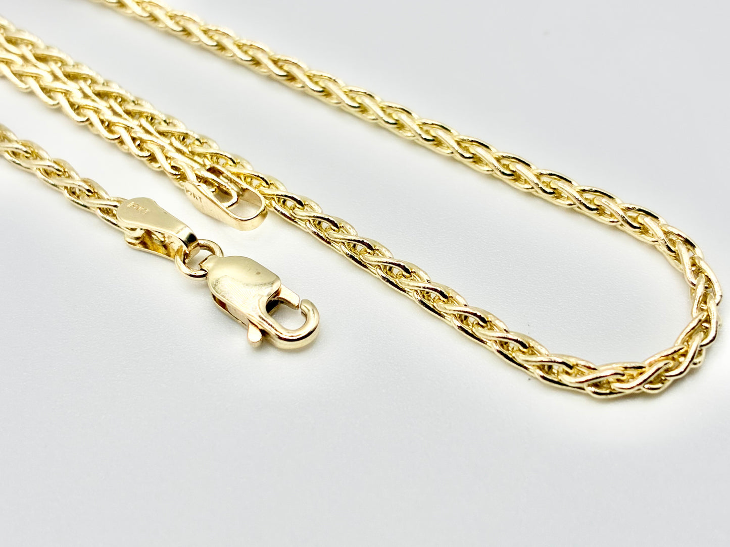14K Yellow Gold Wheat Chain Necklace — 20"