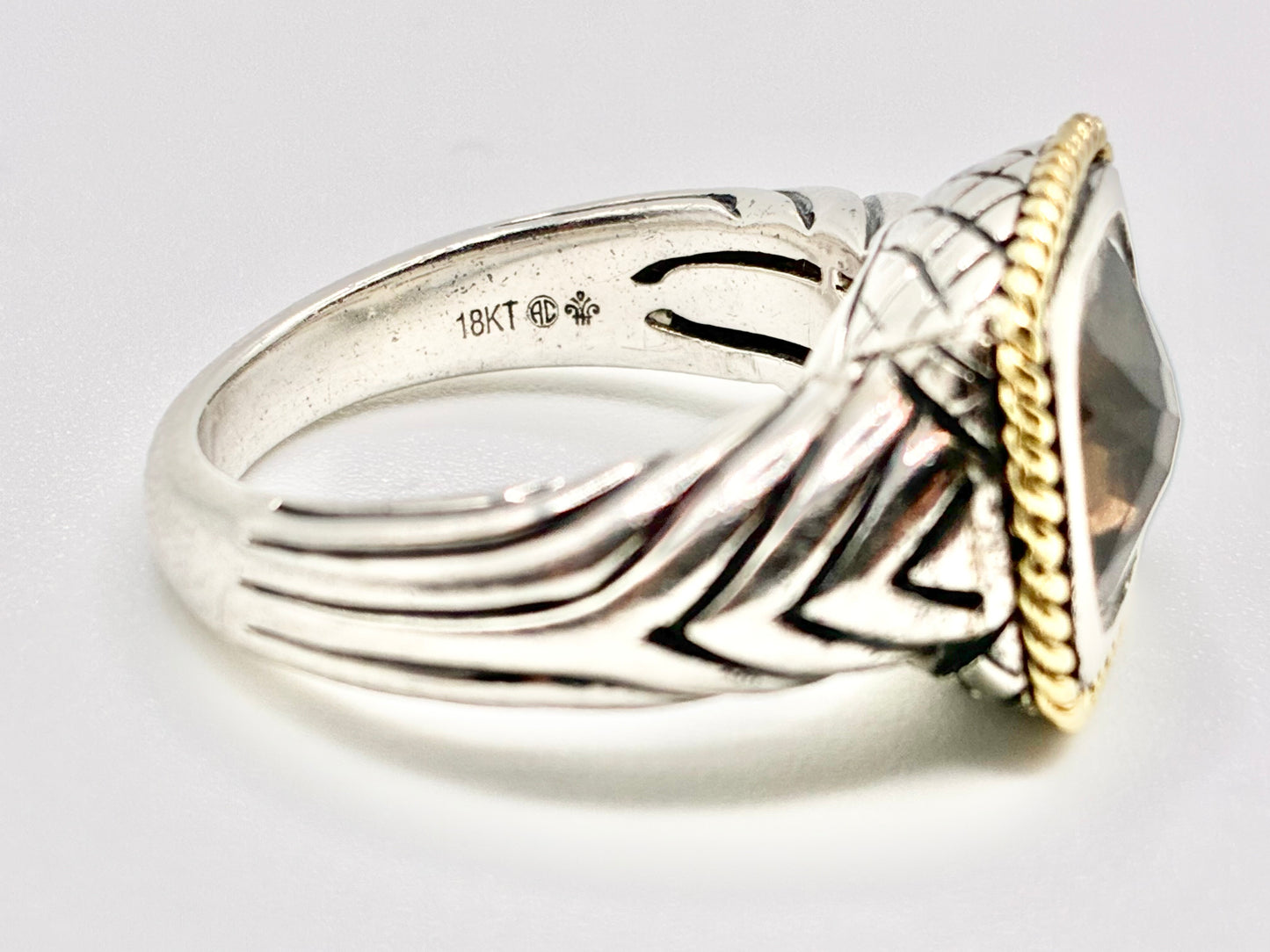Andrea Candela Sterling & 18K Gold Smoky Quartz Ring – Size 7