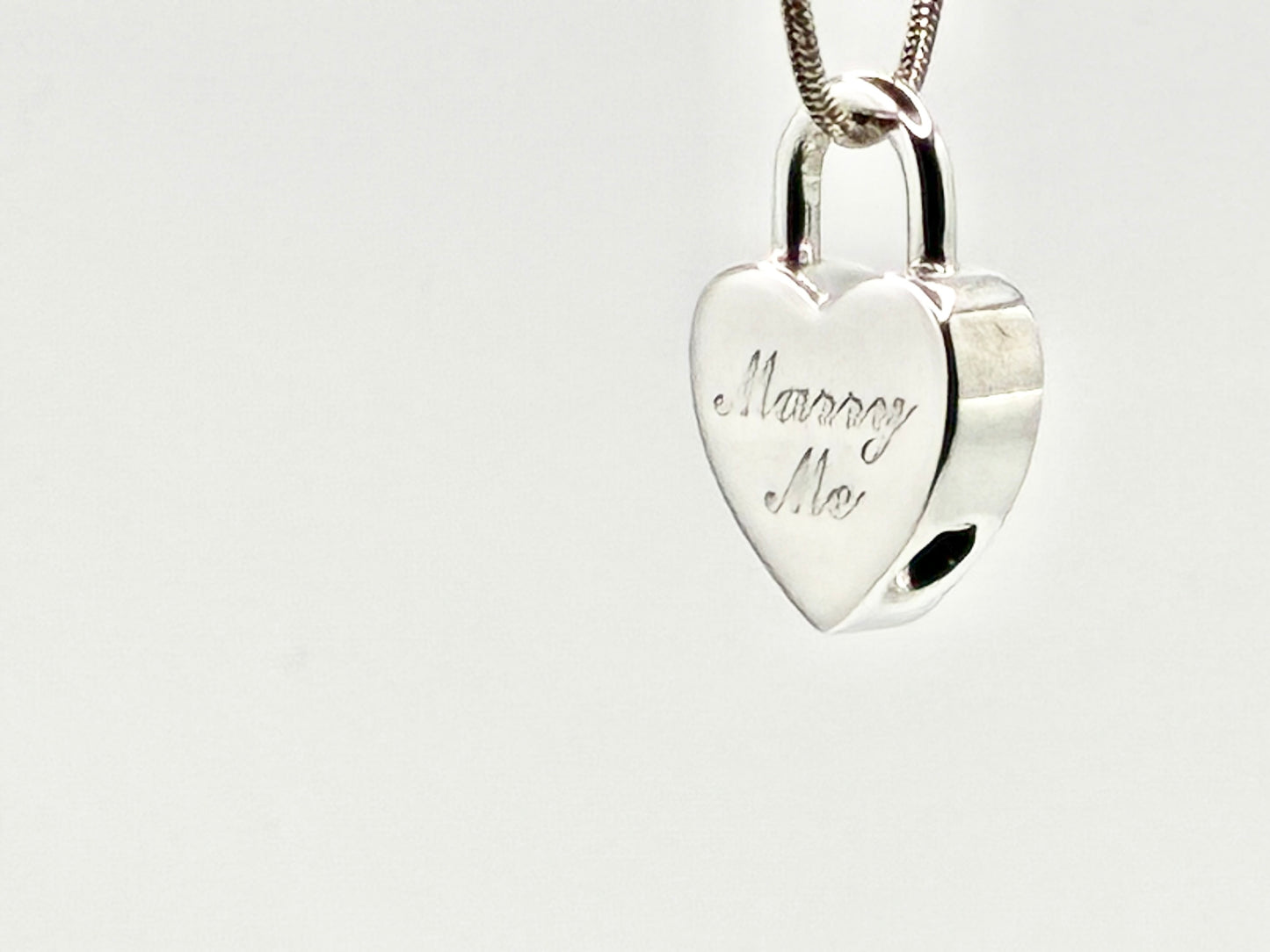 Tiffany & Co. Sterling Silver Heart Lock Charm Engraved “Marry Me”