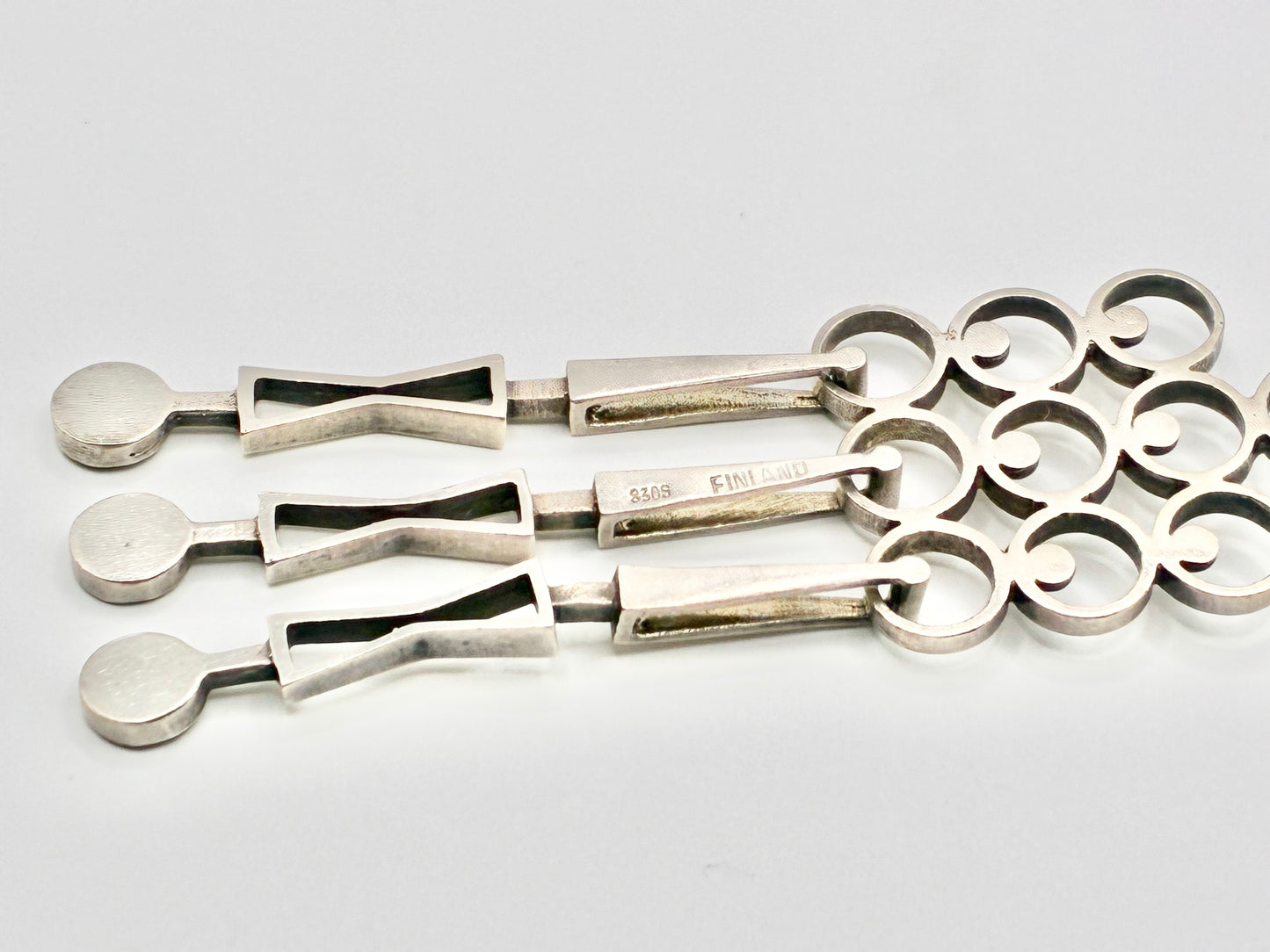 Finnish 830 Silver Modernist Statement Necklace & Scandinavian Sculptural Pendant