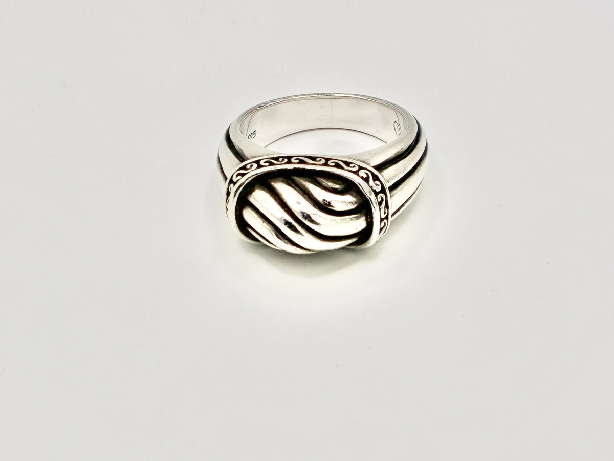 Brighton Sterling Silver Ribbed Dome Ring – Wrapped Knot & Scrollwork – Size 8