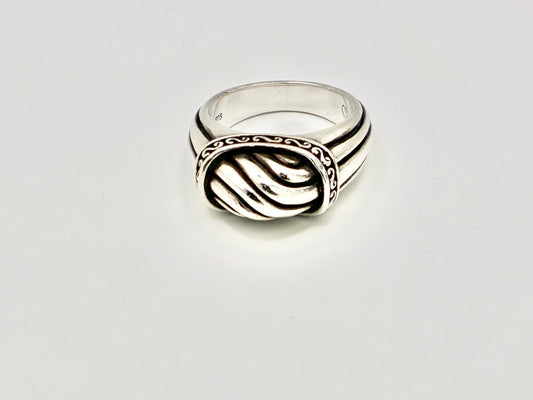 Brighton Sterling Silver Ribbed Dome Ring – Wrapped Knot & Scrollwork – Size 8