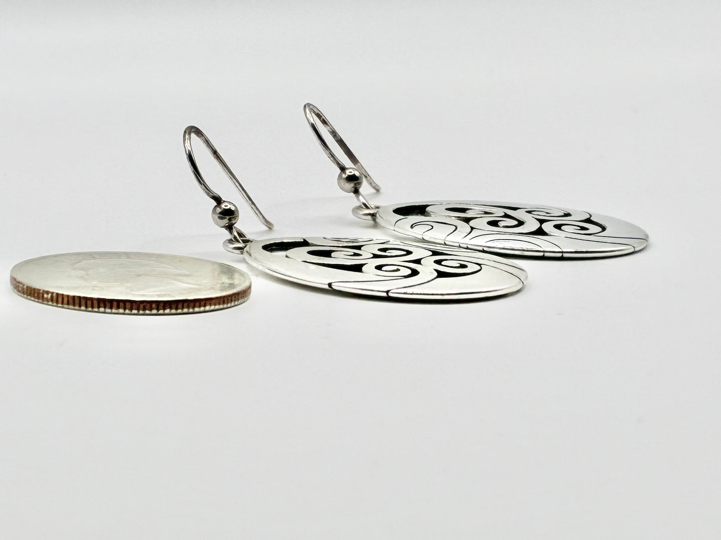 Brighton "Mingle" Scroll French Wire Earrings Silver Tone Openwork Dangle
