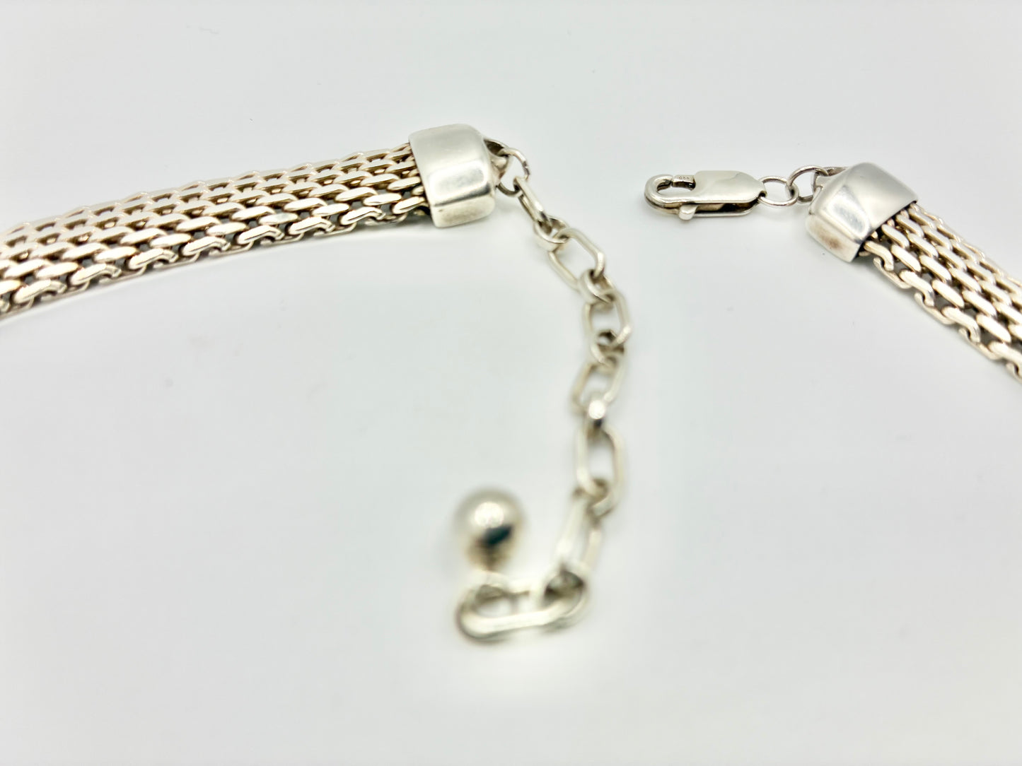 Sterling Silver Mesh Collar Necklace 15-18"