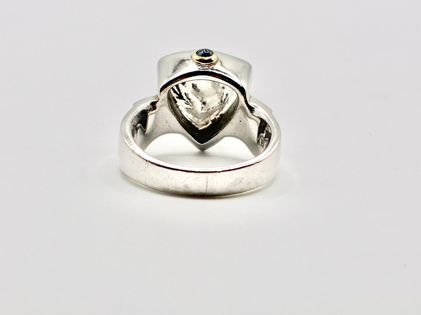 Sterling Silver & 18K Gold Dendritic Agate Ring | Size 7