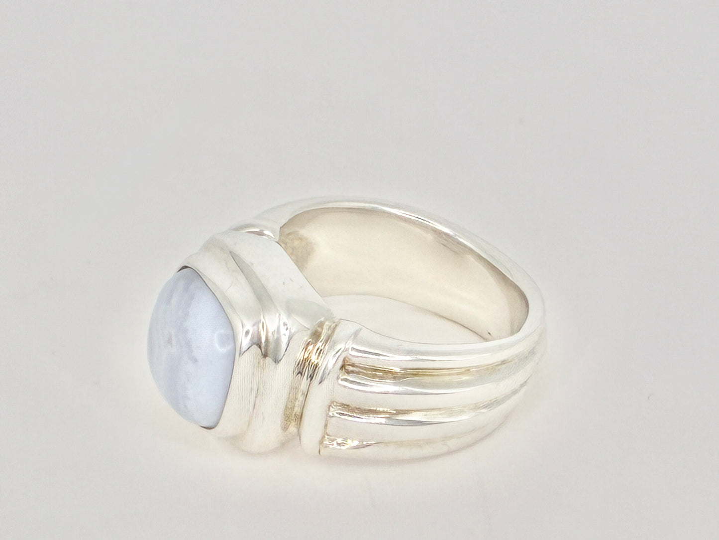 J. Esposito Sterling Silver Ring with Natural Blue Lace Agate — Size 7