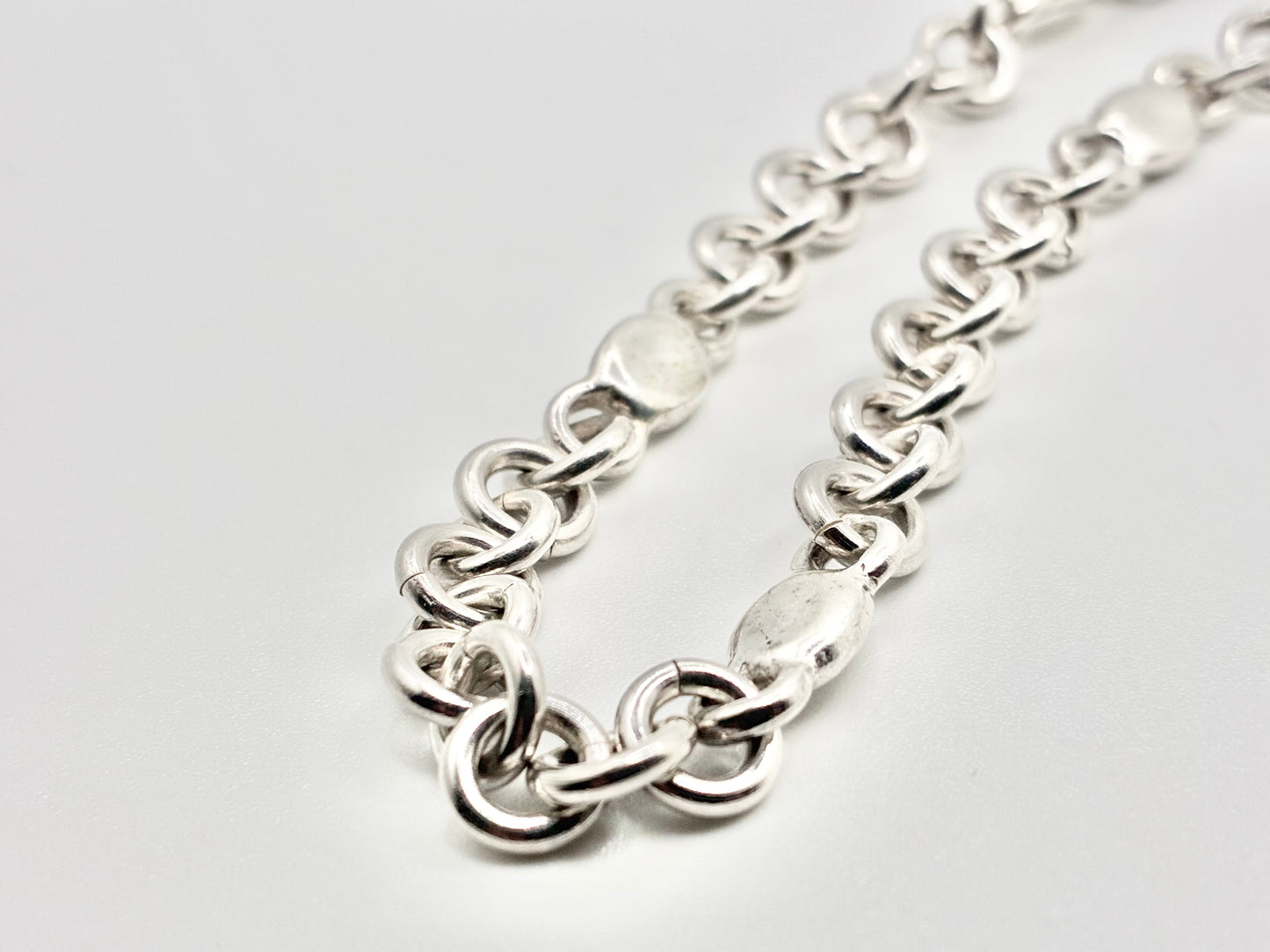 Sterling Silver 925 Station Link Toggle Necklace — 16"