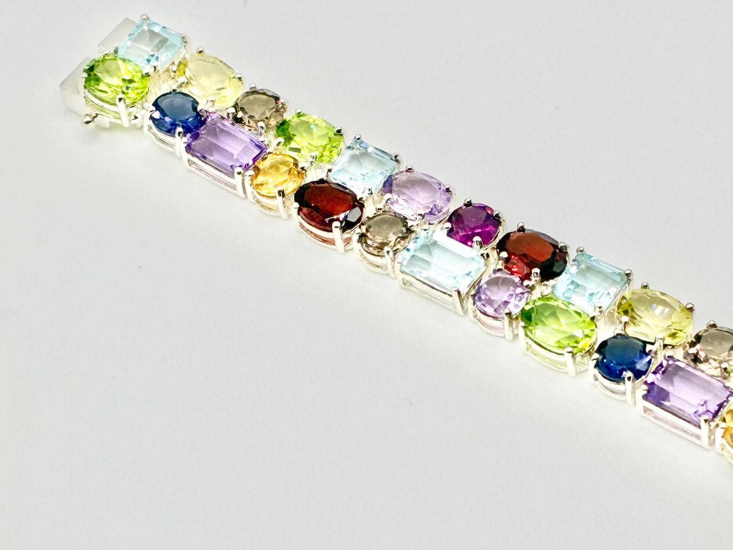 Sterling Silver Multi-Gem Tennis Bracelet – 7”