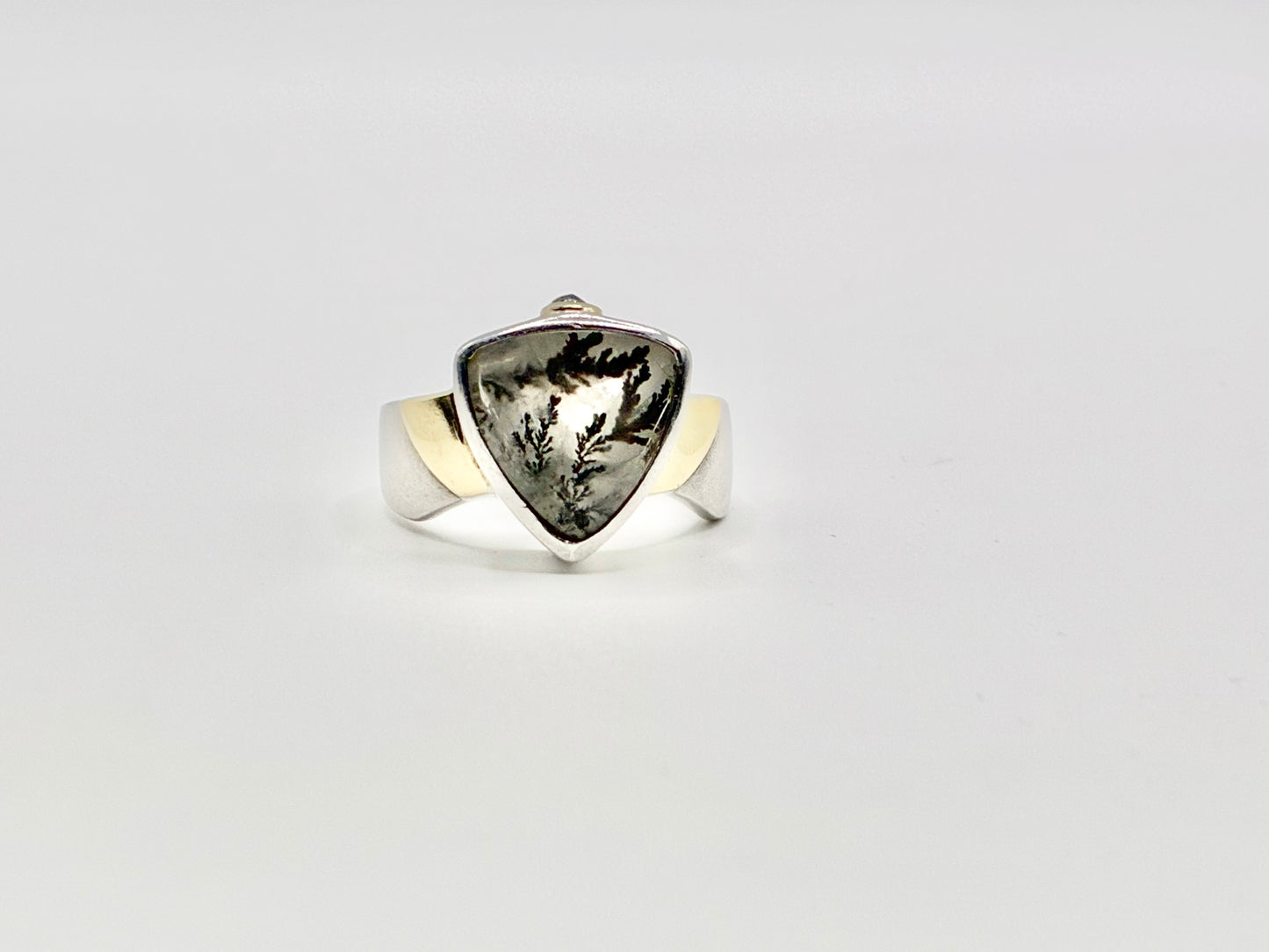 Sterling Silver & 18K Gold Dendritic Agate Ring | Size 7