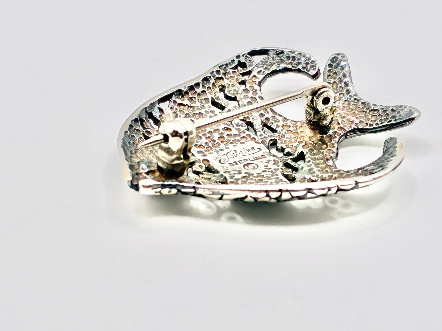 Jelaine Sterling Silver Fish Pin with Onyx Eye