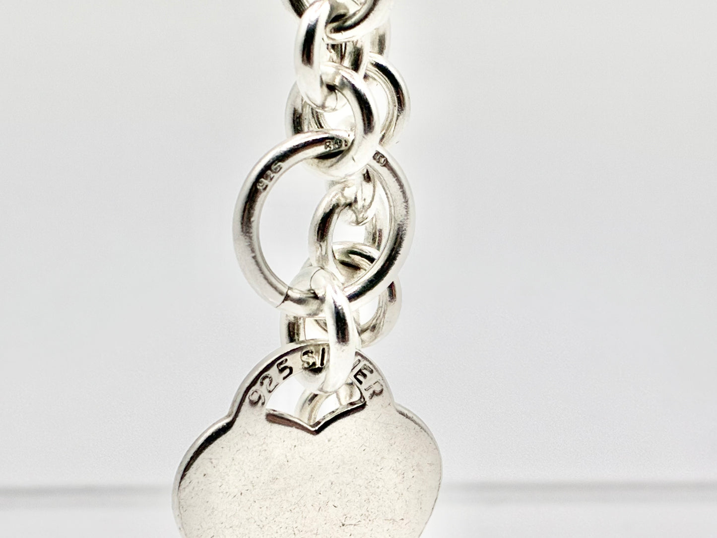 Sterling Silver Heart Tag Rolo Bracelet – 8”