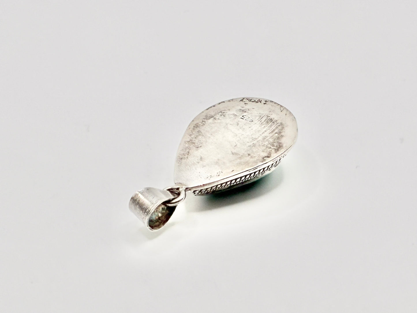 Large Sterling Silver Turquoise Teardrop Pendant
