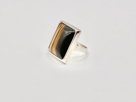 Sterling Silver Tiger’s Eye Statement Ring – Size 7