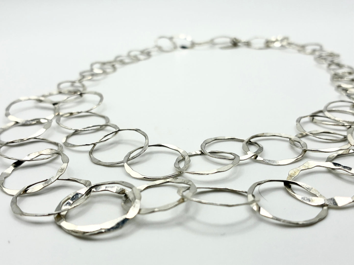 925 Sterling Silver FINORA Double-Row Circle Link Necklace 17"