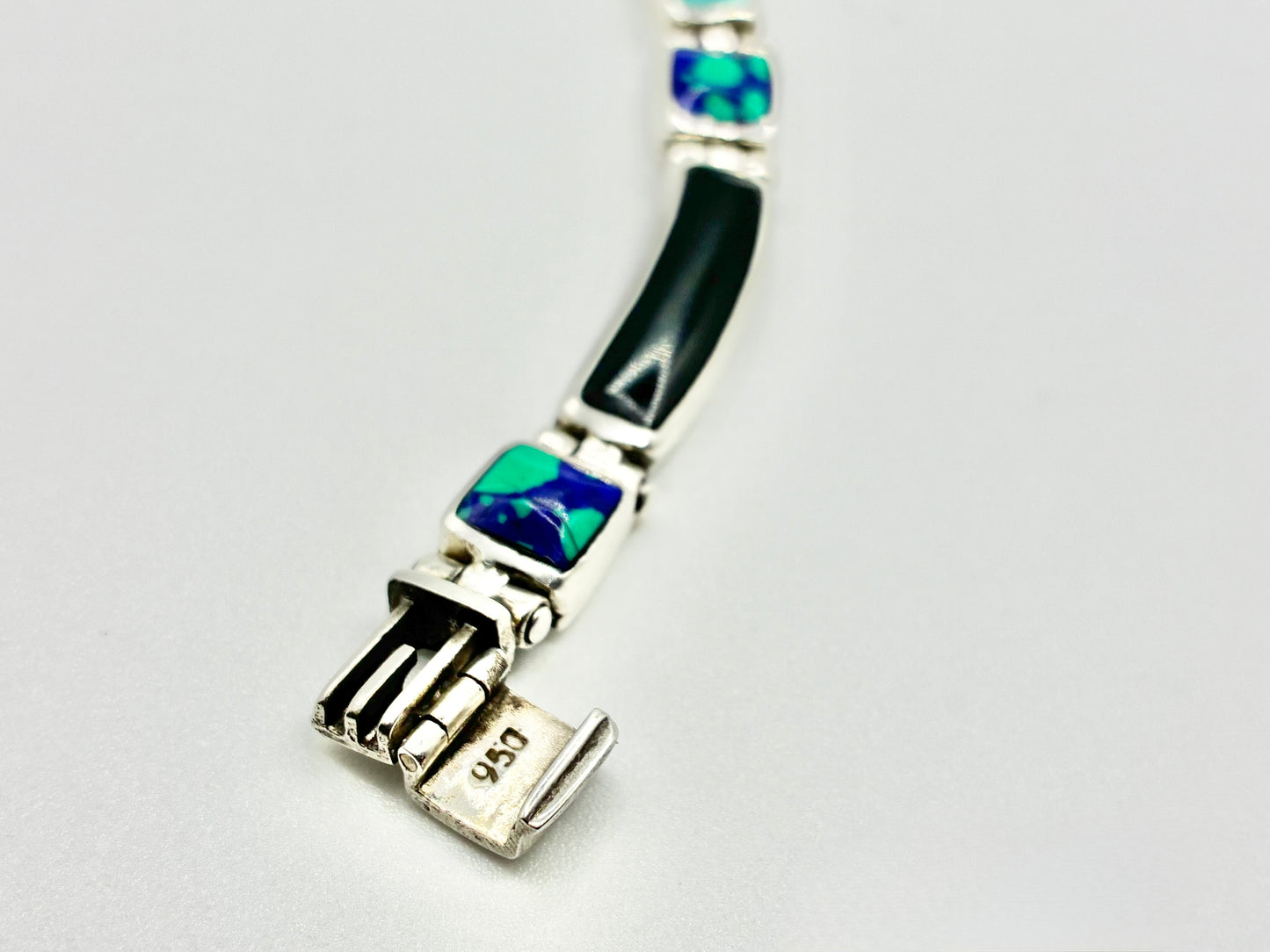 950 Silver Inlay Link Bracelet – 8”