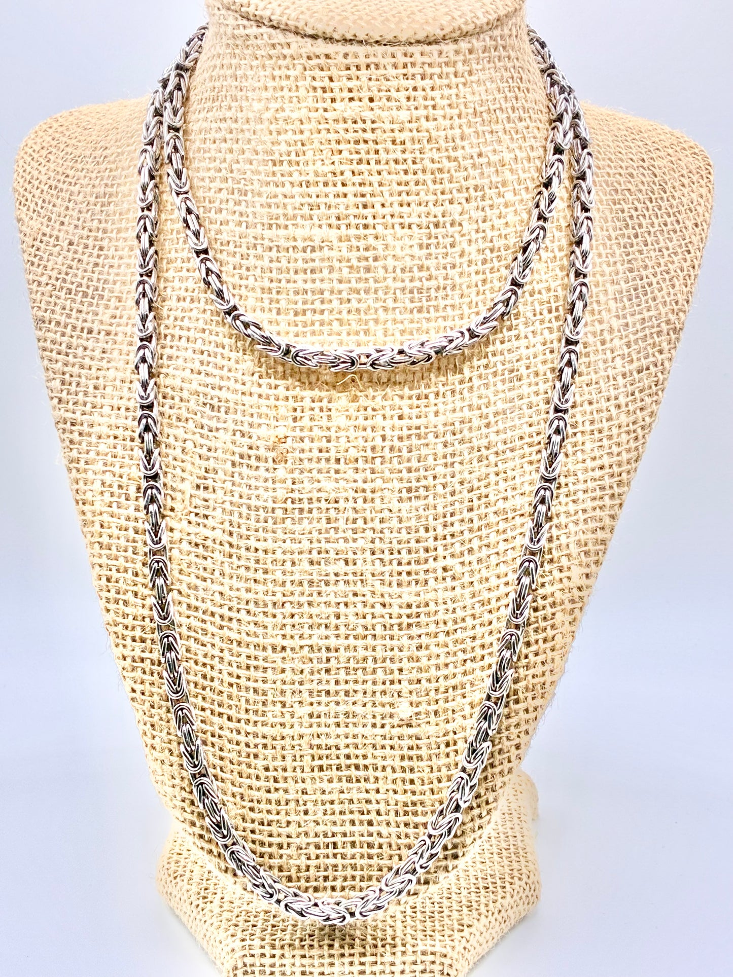 Italian 925 Sterling Silver Byzantine 36" Necklace