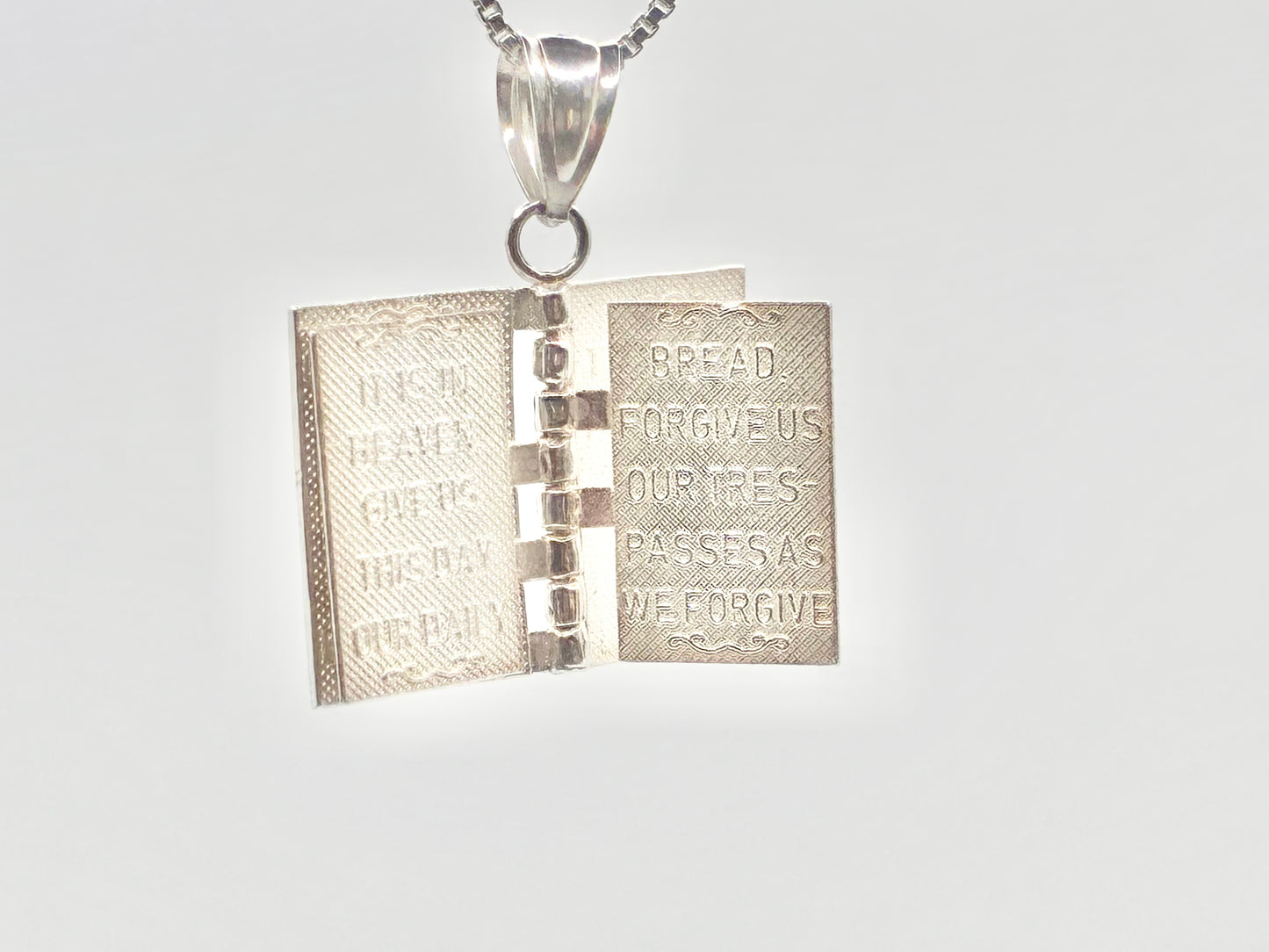 Sterling Silver Prayer Book Pendant and Necklace
