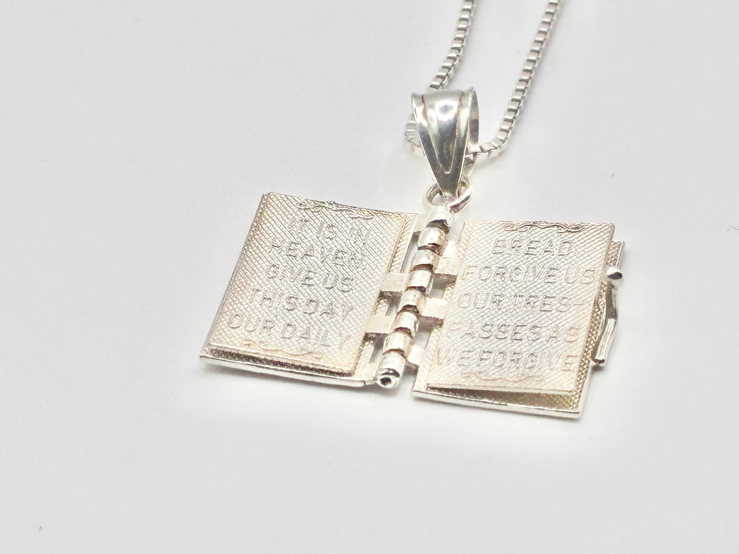 Sterling Silver Prayer Book Pendant and Necklace