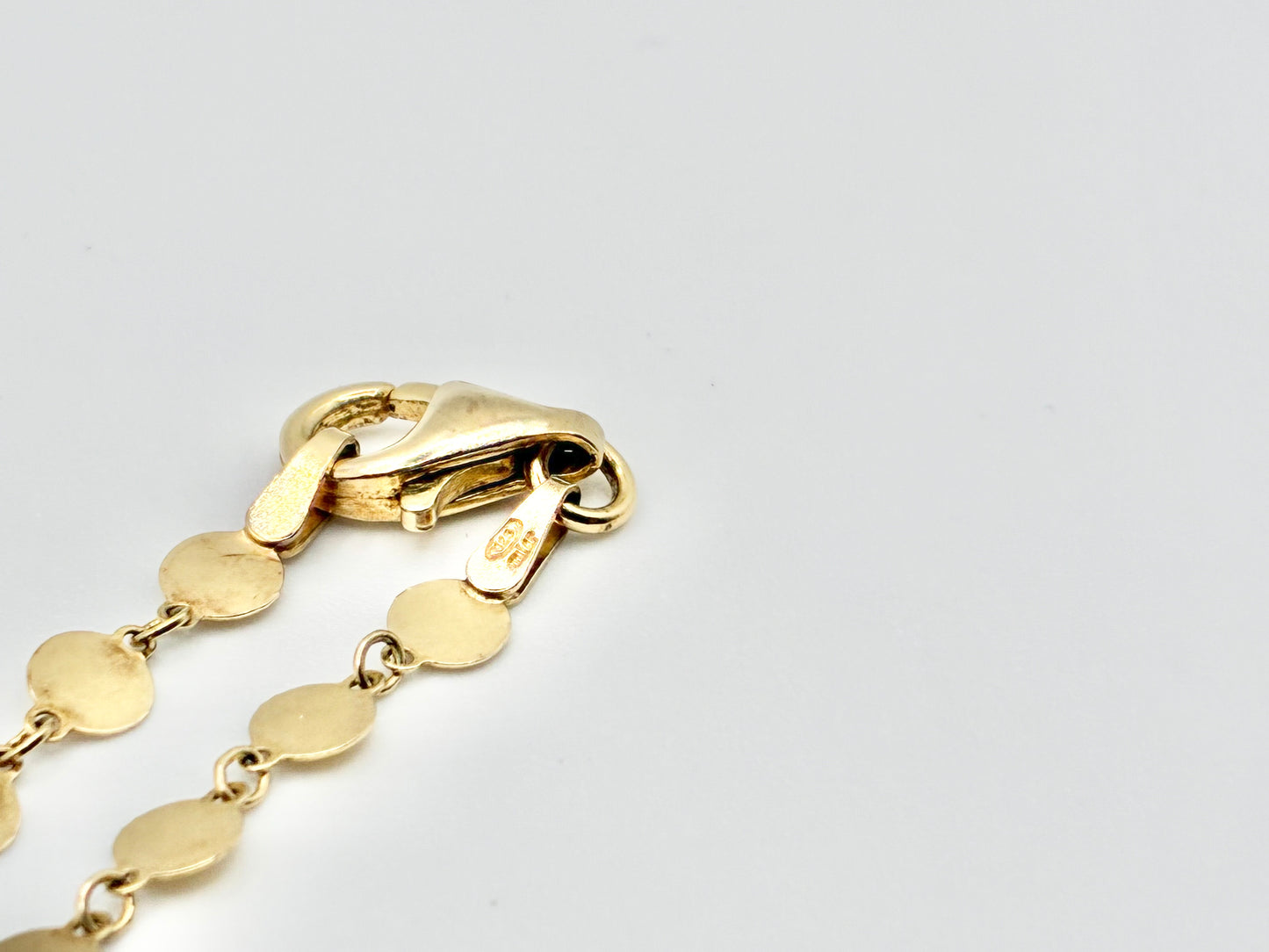 Delicate Italian 925 Silver Flat Disc Gold Tone Necklace 16"