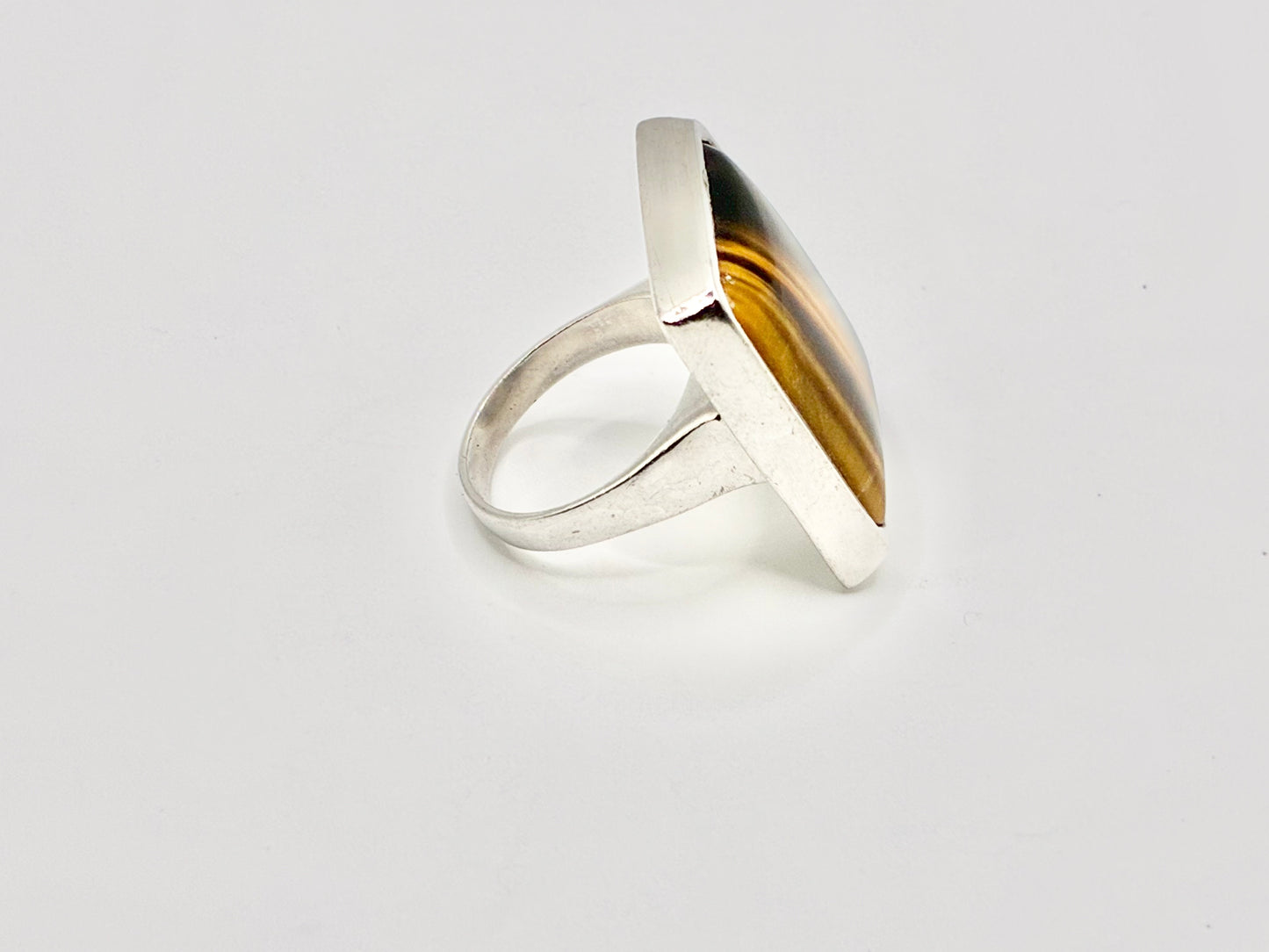 Sterling Silver Tiger’s Eye Statement Ring – Size 7