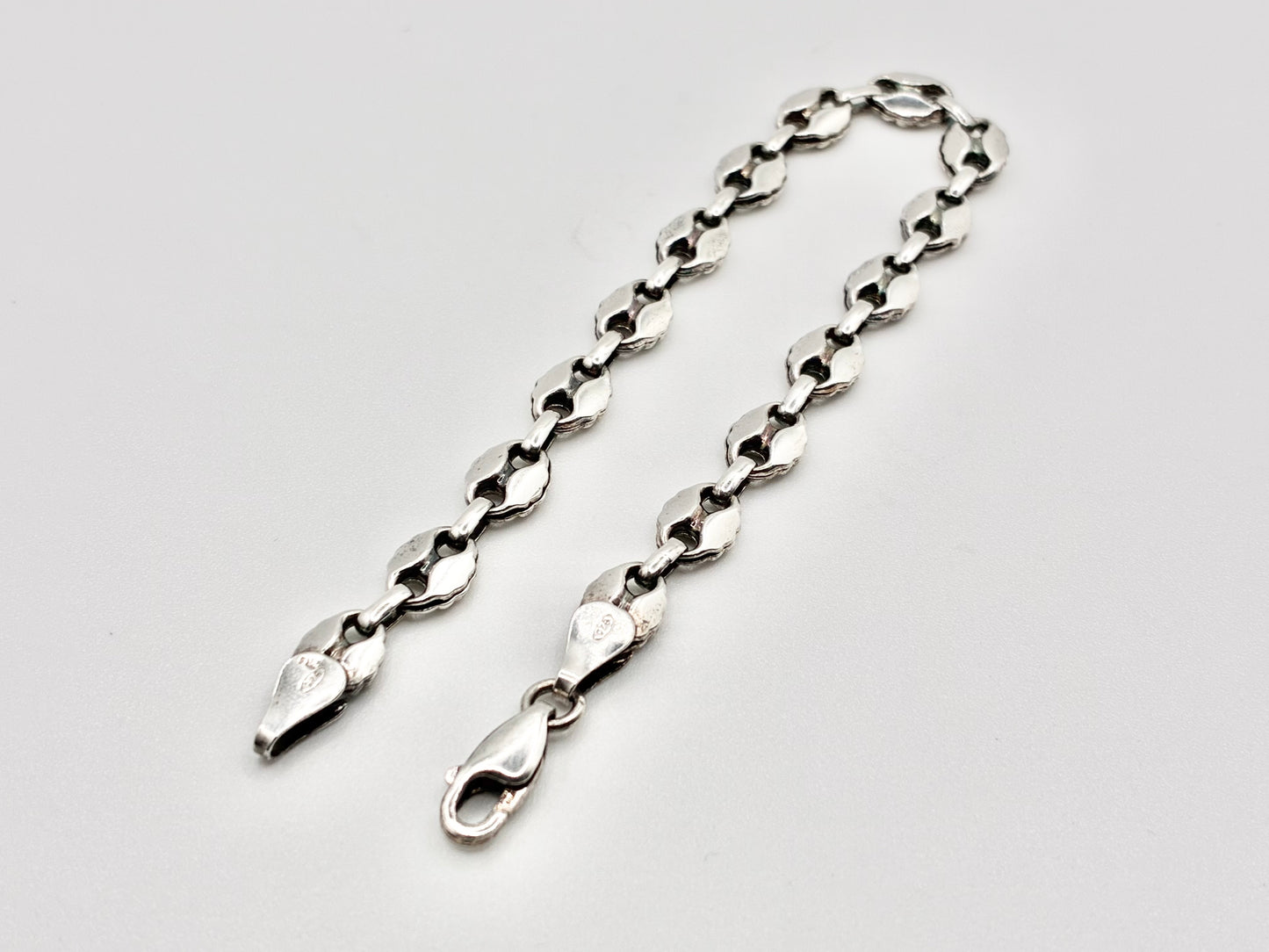 Italian 925 Sterling Silver Leaf-Link Bracelet — 7"