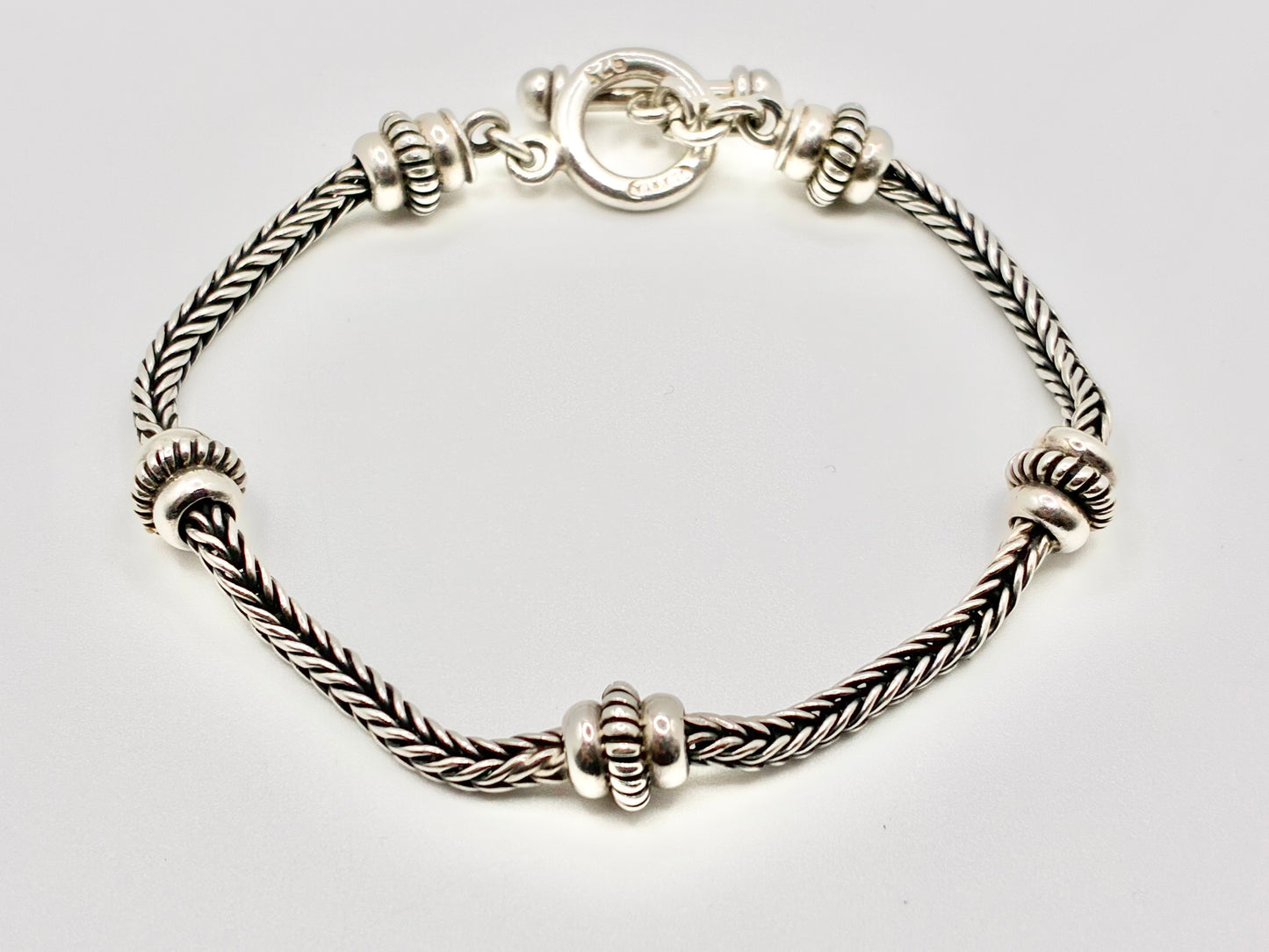 Ilaria 925 Sterling Silver Cable Station Bracelet — 8"