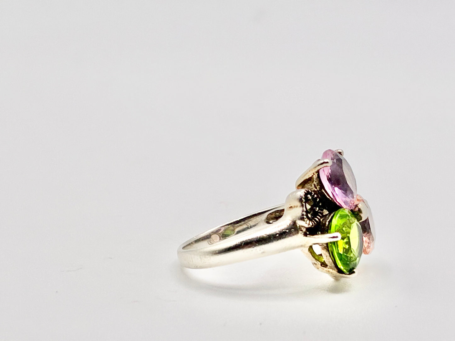 Sterling Silver 925 Multi-Stone Cluster Ring – Size 8