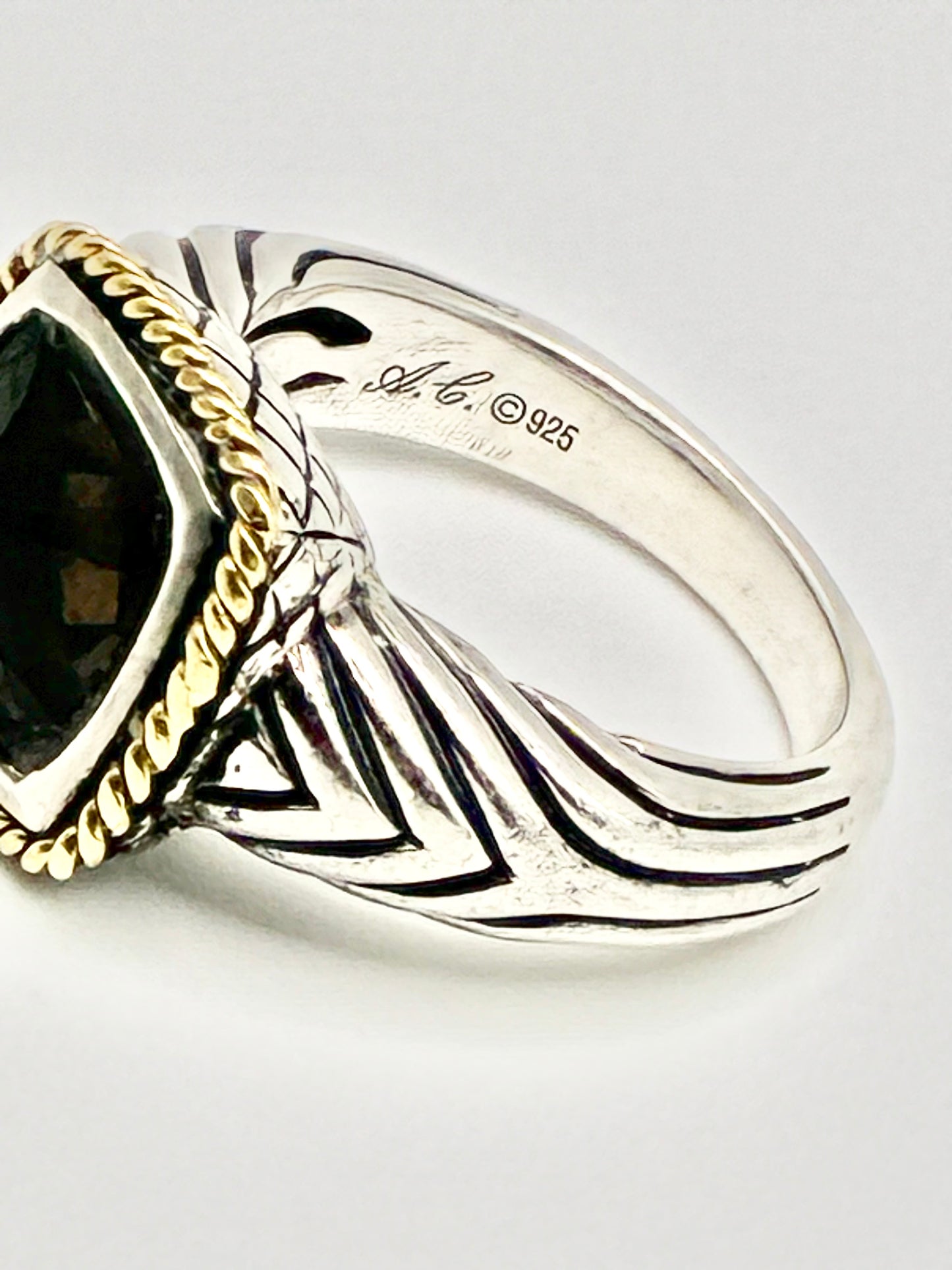 Andrea Candela Sterling & 18K Gold Smoky Quartz Ring – Size 7